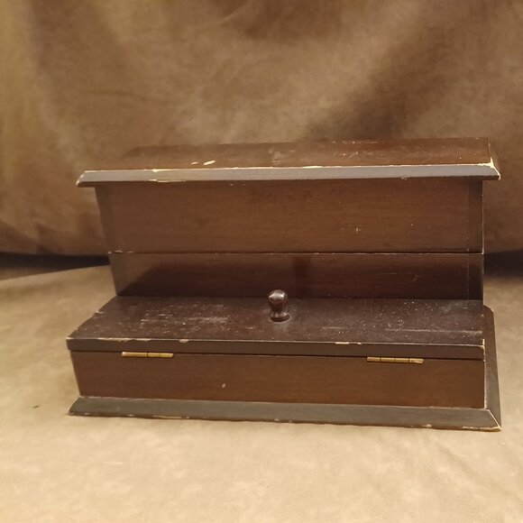 VTG Bombay Company Wooden Step Chest Desk Top Organizer Box - Picture 3 of 6